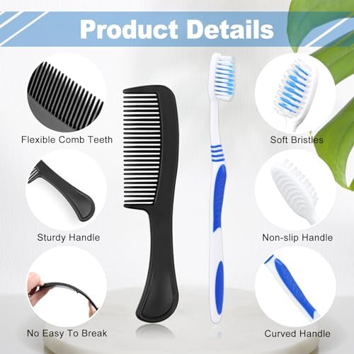 Pack of 25 Hygiene Kit, Hygiene Kit Bulk, Individually Packed, Travel Hygiene Kit with Toothbrush, Toothpaste, Comb, Shampoo, Soap and Floss Picks, Home, Suitable for Hotel, Camping, Travel