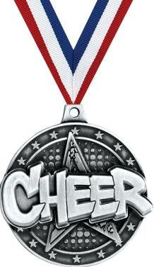 Crown Awards Cheerleading Medals - 2" Silver Cheer Star Medals 5 Pack Prime