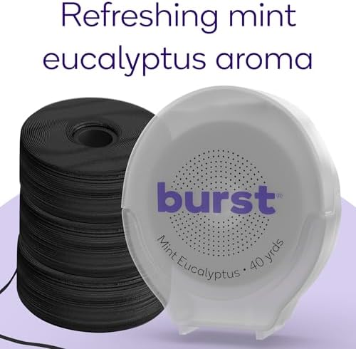 BURST Expanding Dental Floss Kit (Mint Eucalyptus/120 Yards/Starter Kit + 3 Refills) | Stain Absorbing & Woven with Xylitol Coating to Fight Cavities | Vegan | Paraben Free
