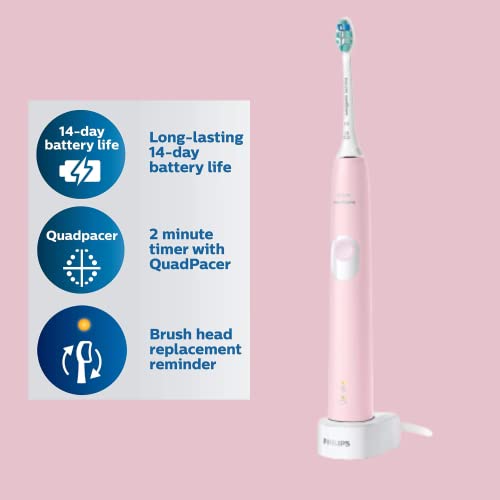 Philips Sonicare ProtectiveClean 4100 Electric Rechargeable Toothbrush, Plaque Control, Pink