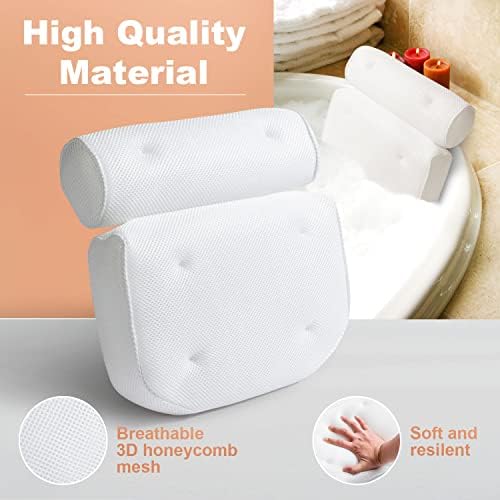 Bath Pillow for Tub, Luxury Bathtub Pillow Back Neck Support Pillow, Relaxing Spa Headrest Cushion for Women Adults Gifts, Must Have Comfort Bathtub Accessories