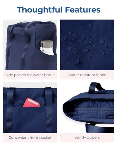 BAGSMART Tote Bag for Women with Zipper, Gym Tote with Compartments, Laptop Work Tote Nurse Dance Yoga Bag for Sport, Travel
