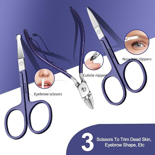 Manicure Set 30 in 1 Nail Clippers Set,Nail Manicure Kit for Women,RedFlow Toenail Clippers,Pedicure Kit,Pedicure Tools,Suitable for Travel Manicure Tools (Purple)