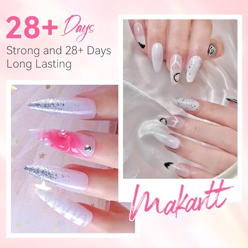 Makartt Poly Nail Gel Set - 6 Neutral Colors for Extension Nails, Long Lasting, Natural-looking, Strong Builder Enhancement for Salon Manicure DIY at Home 15ML Clear White Nude Pink