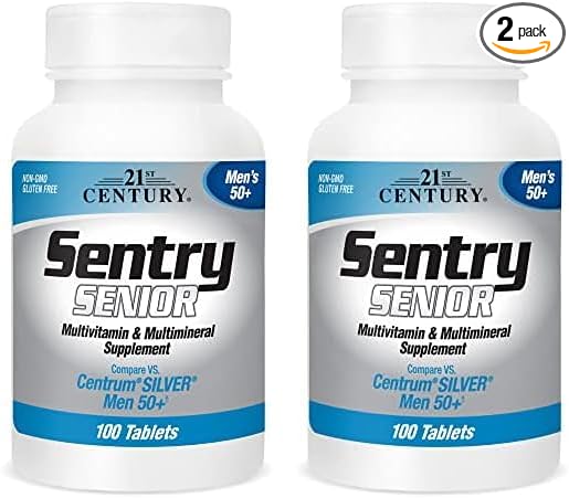 21st Century Sentry Senior Men 50Plus Tablets, White Unscented 100 Count (Pack of 2)