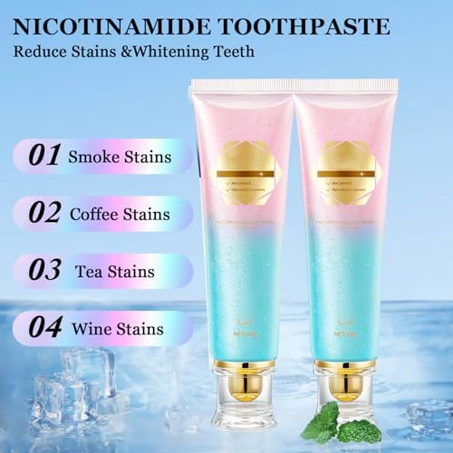 2Pcs Niacinamide Whitening Toothpaste Acssart Radiant White Toothpaste,Niacinamide Intensive Whitening Toothpastes,Nicotinamide Radiant Whiten Toothpastes