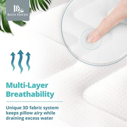 Bath Haven Bath Pillow for Bathtub - Full Body Mat & Cushion Headrest for Women and Men, Luxury Pillows for Neck and Back in Shower Tub or Jacuzzi - Powerful Suction Cups - Spa Accessories (Deluxe)
