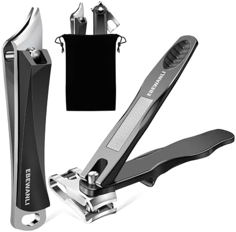 Slanted Nail Clipper Set, Ingrown Nail Clippers and 360 Degree Rotating Toe Nail Clippers for Thick Nails for Seniors, Stainless Steel Curved Angled Nail Clipper for Men, Women