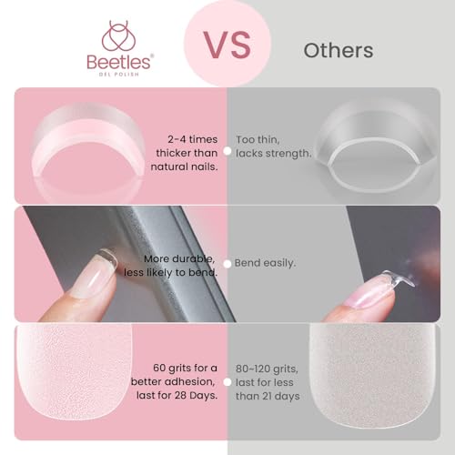 Beetles Gel Nail Tips 288 pcs Extra Short Square Nail Tips 12 Sizes Full Cover Gel Press On Nails Half Matte Acrylic Square Fake Nail Extension Set for Women Home DIY