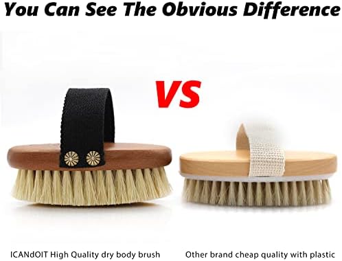 Dry Brushing Body Brush-Stiff Sisal Bristles Dry Skin Brush,Exfoliating Massage Brush for Cellulite and Lymphatic,Improve Circulation,Stop Ingrown Hairs,Reduce Acne,Soften Skin