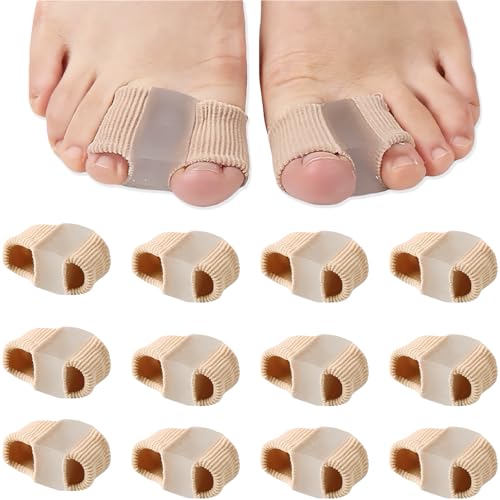 12 Packs Gel Toe Separators for Overlapping Toes, Toe Spacers for Bunions Bunion Corrector for Women and Men, 2 Loops Bunion Corrector for First Two Toes