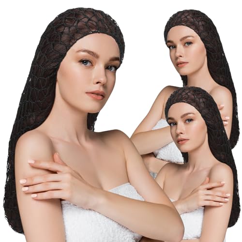 5 Pcs Snoods for Women Hair, Extra Large Hair Nets Mesh Hair Net Crochet Mesh Sleep Bonnet Length Rayon Mesh Wrap for Curly Hair