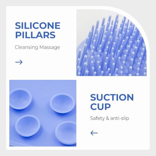 Silicone Shower Foot Scrubber Mat,2025 New Back Exfoliating Bath Wash Pad Wall Mounted Anti-Slip Suction Cups Foot Scrubber,Deep Cleaning Brush Back Massager Pad for Women Men (A-Yellow)