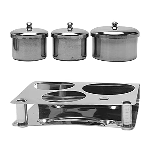 3PCS Professional Stainless Steel Acrylic Nail Tips Cup Dappen Dish Liquid Powder Holder Container Nail Art Equipment Tools (Silver)