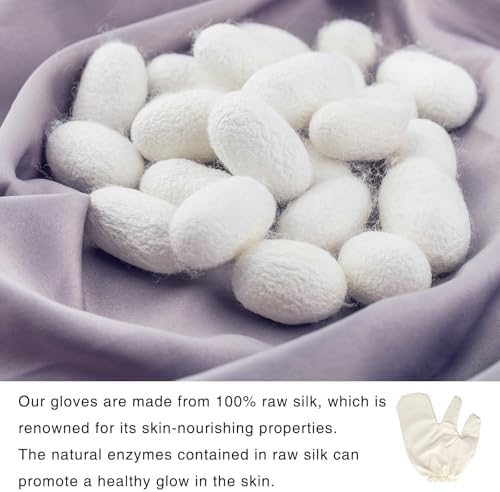 2 Pcs Raw Silk Massage Gloves, Exfoliating Bath Scrubbing Massage Shower Gloves for Women