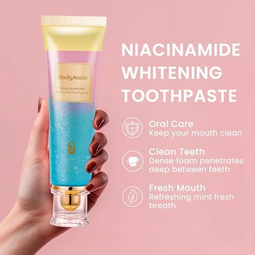 Niacinamide Whitening Toothpaste, BodyAccel Toothpaste, Niacinamide Toothpaste, Stain Removal Toothpaste Natural Gentle, Fresh Breath