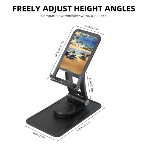 Turtles On The Beach Cell Phone Stand 360° Adjustable Foldable Desktop Phone Holder Cradle Compatible with Most Mobile Phones Black