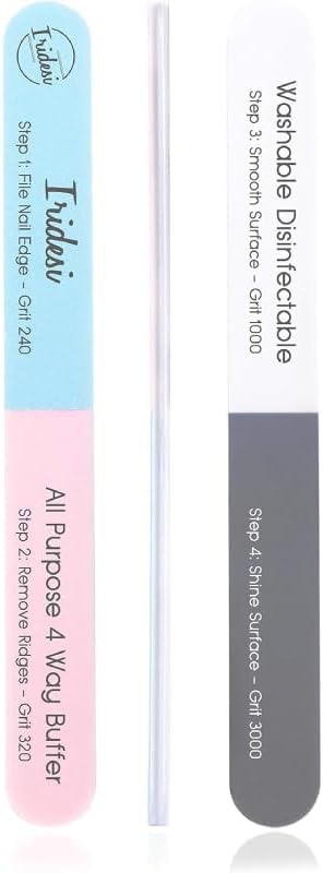 4 Way Finger Nail File and Buffer, Emery Boards for Natural Nails, 4 Fingernail Files in 1, Professional Filer Board and Shiners, 7 Inches Long, Salon Supplies Buffers Shine Kit, 12 Pack