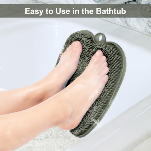 BESKAR Shower Foot Scrubber Mat with Non-Slip Suction Cups, Foot Spa Brush for Cleaning & Exfoliating Your Feet No Bend, Foot Points Reflexology Mat for Relax Your Feet