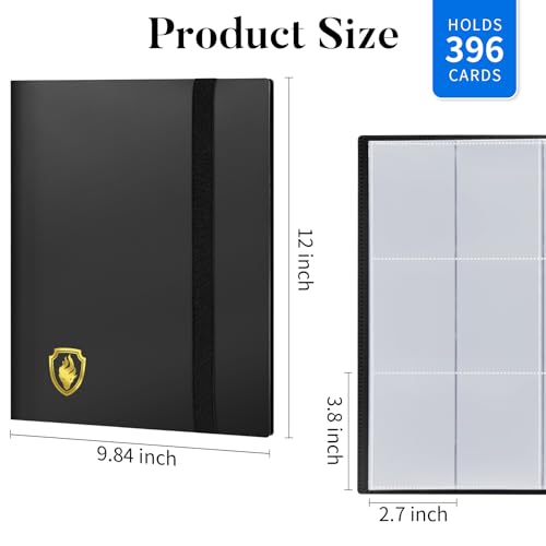 Card Binder 9 Pocket, Fabmaker 396 Pockets Trading Card Binder, Premium Collector Card Album for Standard Cards, Side Loading Card Collection Folder for MTG, TCG, Game Cards, Sport Cards, Black