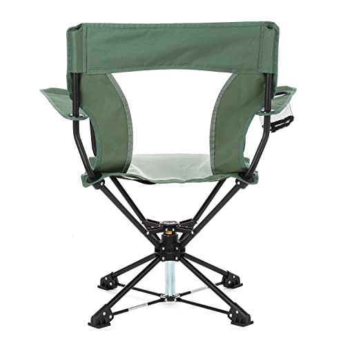 ARROWHEAD OUTDOOR 360° Degree Swivel Hunting Chair Stool Seat, Perfect for Blinds, No Sink Feet, Supports up to 450lbs, Carrying Case, Steel Frame, Fishing, High-Grade 600D Canvas, USA-Based Support