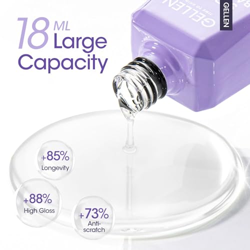 Gellen Gel Top Coat, 18ml 3pc Gel Base and Top Coat Matte and Glossy Top Coat for Gel Nail Polish,No Wipe Clear Gel Top Coat Gel Base Coat Nail Polish Soak Off UV Lamp Gel Polish Set for Starter
