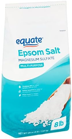 MUHU Equate Multi-Purpose Epsom Salt, Magnesium Sulfate, 128oz (8lb), Scent Free