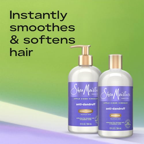 SheaMoisture Anti-Dandruff Shampoo & Conditioner – Apple Cider Vinegar, Shea Butter, 3% Salicylic Acid for Itchy Scalp Relief, 13 Oz Ea
