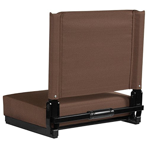 Flash Furniture Grandstand Portable Stadium Seat for Bleachers or Benches, Folding Padded Stadium Chair with Carrying Handle, 500 lb. Weight Capacity, Brown