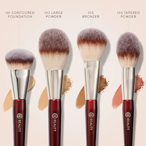 BK BEAUTY - ESSENTIALS FACE BRUSH SET (4PC) - Professional Makeup Brush Set for Liquid or Cream Foundations, Powder, Bronzer, Blush | Premium Makeup Brushes for Flawless Application