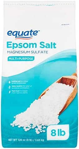 MUHU Equate Multi-Purpose Epsom Salt, Magnesium Sulfate, 128oz (8lb), Scent Free