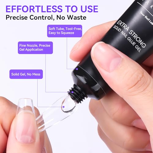 Makartt Nail Glue and Remover Kit: Super Strong Solid Gel for Press on Tips, 30ml Glues Remover for Easy Polish Removal, Nails Art Supplies for Salon and Home Use