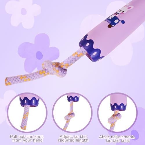 Homello Jump Rope for Kids - Wooden Handle - Adjustable Cotton Braided Fitness Skipping Rope for Toddler Fitness Workout Exercise Outdoor Activity (Purple)
