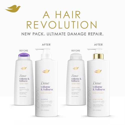 Dove Shampoo and Conditioner Set, Volume & Fullness – Daily Volumizing Hair Care Formula Infused with Collagen, 18 Oz Ea