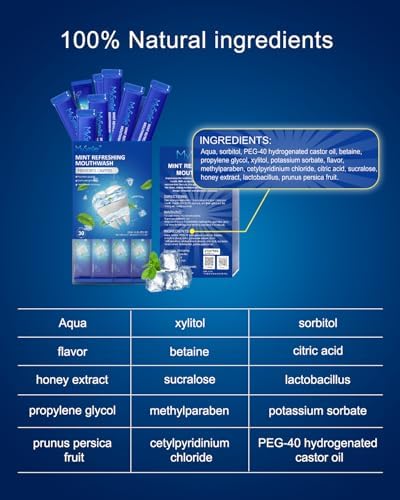 MySmile Mouthwash Alcohol Free, Mouth Wash for Adults, Travel Mouthwash, Oral Rinse Helps Kill 99% of Bad Breath Germs, Prevents Cavities, Fluoride Free, Fresh Mint, 30 Uses