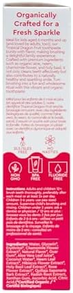 RADIUS USDA Organic Kids Toothpaste 3oz Non Toxic Chemical-Free Gluten-Free Designed to Improve Gum Health for Children's 6 Months and Up - Dragon Fruit - Pack of 3