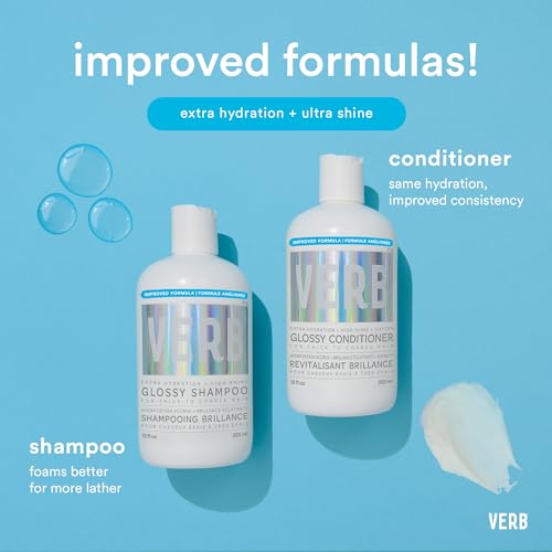 VERB Glossy Shampoo – Cleanses + Adds High Shine for Thick to Coarse Hair – Vegan, No Parabens or Harmful Sulfates