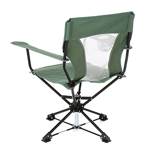 ARROWHEAD OUTDOOR 360° Degree Swivel Hunting Chair Stool Seat, Perfect for Blinds, No Sink Feet, Supports up to 450lbs, Carrying Case, Steel Frame, Fishing, High-Grade 600D Canvas, USA-Based Support