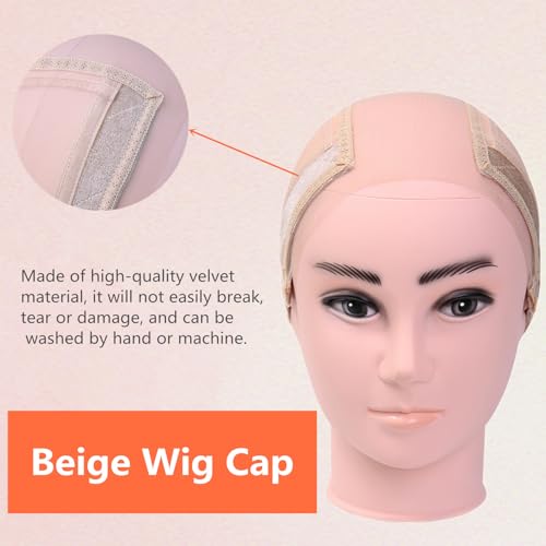 Lace Silicone Wig Grip Cap for Women,Wig Cap with Grip Band Adjustable,Used for Lace Wigs and Single Top Wigs-Lace Silicone Cap Let Your Wig Be Glueless.(Beige)