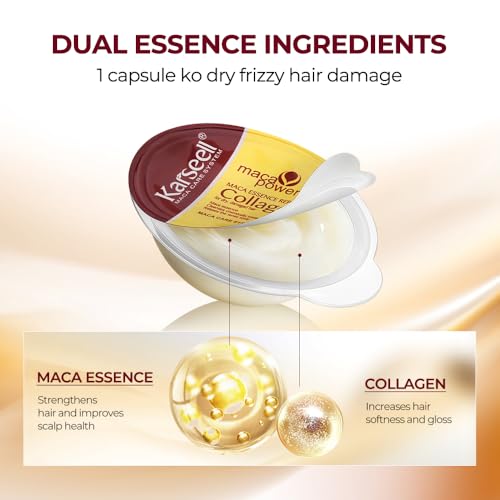 Karseell 8 Pack Collagen Hair Mask for Dry Damaged Hair Argan Oil Travel-Size Collagen Hair Treatment Deep Repair Conditioning All Hair Types 3.25floz