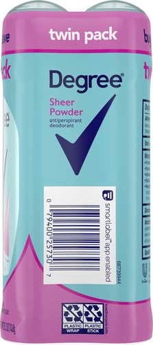 Degree Original Antiperspirant Deodorant 48-Hour Sweat And Odor Protection Sheer Powder Antiperspirant For Women 2.6 Ounce (Pack of 2)