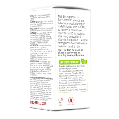 Probelle Nail Strengthener and growth, Natural Nail Strengthening Clear Nail Polish Repair Treatment, Nail Growth & Conditioning, Stops Splits, Chips, Cracks & Strengthens Damaged and Thin Nails