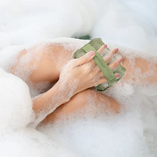 EcoTools Exfoliating Body Buffer, for Body Cleansing, Designed with Strap, Sustainable and Vegan Body Scrubber, 4 Count (Pack of 1)