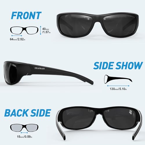 DEAFRAIN Polarized Sports Sunglasses for Men Women Fishing Driving Cycling Running Baseball Golf Black Glasses UV Protection