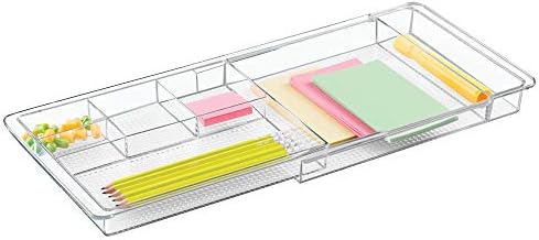 iDesign Clarity Expandable Drawer Organizer for Vanity, 18.5 Inches Wide, Clear