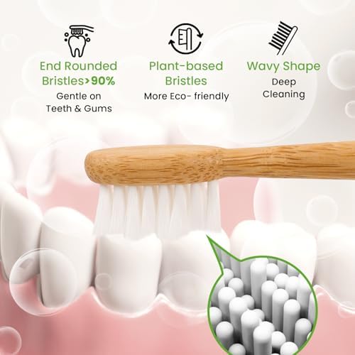 Bamboo Toothbrush Heads Compatible with Philips Sonicare, Soft Castor-Oil Bristles, Biodegradable Toothbrush Replacement Heads, Eco-Friendly & Daily Cleaning