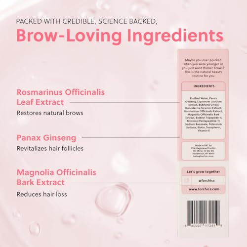 ForBrow Eyebrow Growth Serum For Thicker Brows - Natural & Organic Conditioner For Fuller and Thick Eyebrows | Vegan & Cruelty-Free Formula | New Innovative Peptides - [0.10 fl. oz/ 3ml]