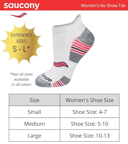 Saucony Women's RunDry Performance 8, 16 Heel Tab Athletic Socks, S-L, Grey Fashion (8 Pairs), Small
