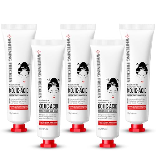 𝑲𝒐𝒋𝒊𝒄 𝑨𝒄𝒊𝒅 Hand Cream, 𝑲𝒐𝒋𝒊𝒄 𝑨𝒄𝒊𝒅 Hands Cream for Women & Girls Dry Cracked Hands Hyaluronic Acid Tender Cream 30g Pack of 5