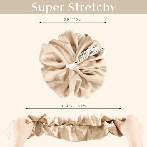 Lolalet Big Scrunchies for Women, 5.9 Inch Large Satin Scrunchies Jumbo Oversized Elastic Hair Ties Extra Large Giant Hair Bands -4 Pack, Style B